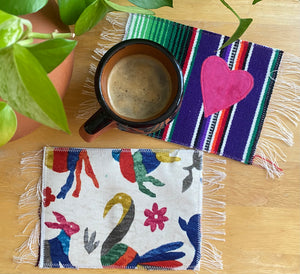 Mug Rug/ Sarape Reversible Tapetito - Otomi