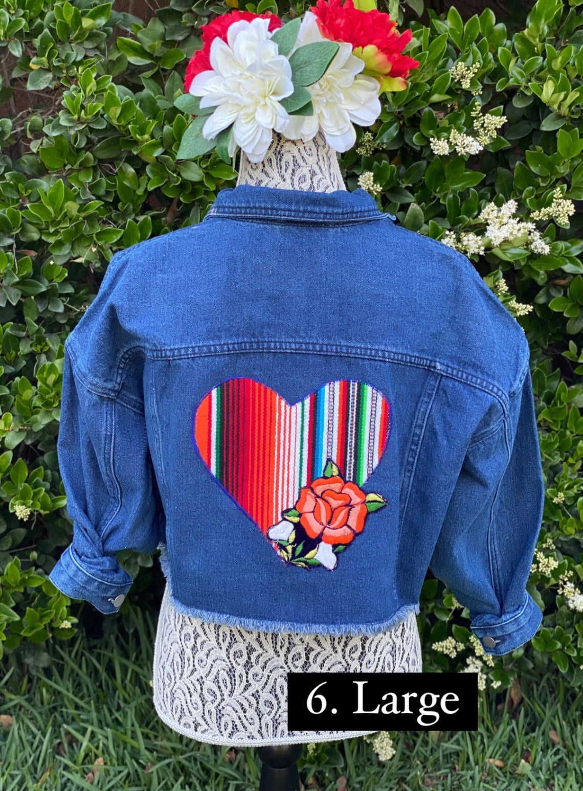 Blue Floral Denim Crop Jacket